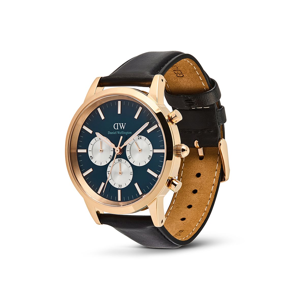 다니엘 웰링턴(DANIEL WELLINGTON) ICONIC CHRONOGRAPH 데일리 남성 크로노그래프 가죽시계 로즈골드
