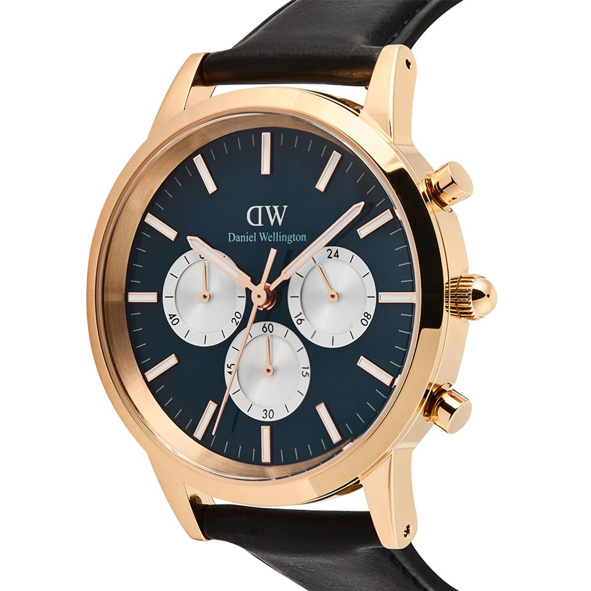 다니엘 웰링턴(DANIEL WELLINGTON) ICONIC CHRONOGRAPH 데일리 남성 크로노그래프 가죽시계 로즈골드