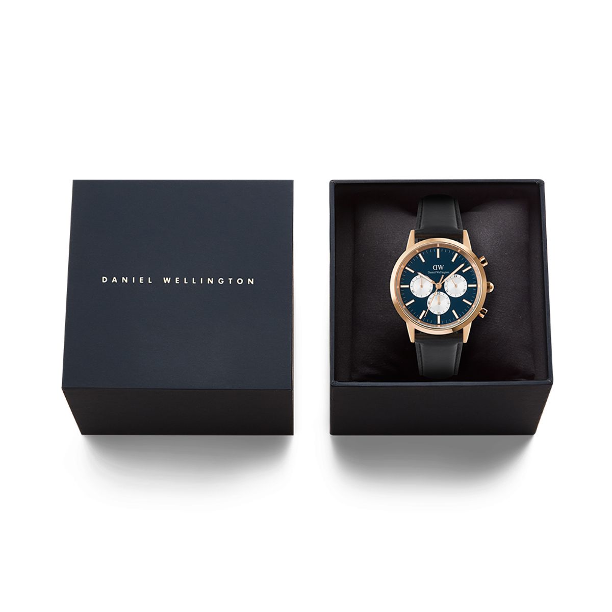 다니엘 웰링턴(DANIEL WELLINGTON) ICONIC CHRONOGRAPH 데일리 남성 크로노그래프 가죽시계 로즈골드