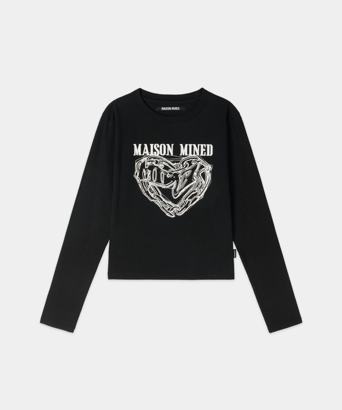 메종미네드(MAISON MINED) (W) DOODLE HEART LONG SLEEVE BLACK