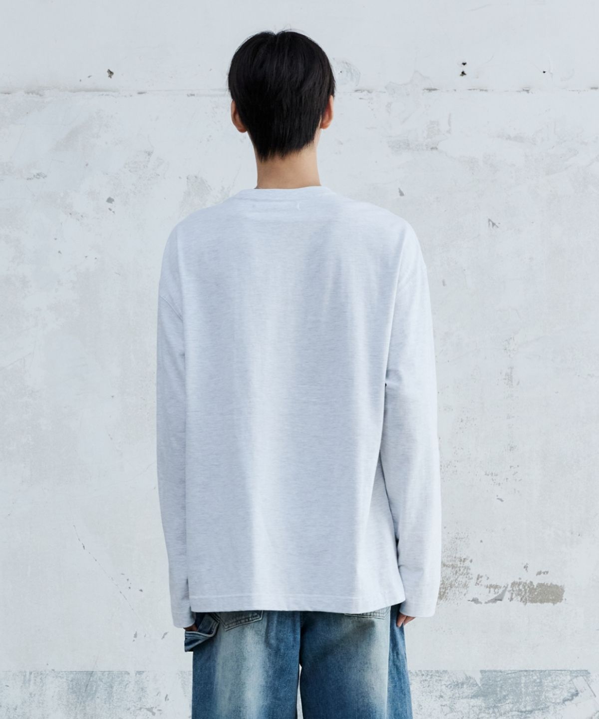 메종미네드(MAISON MINED) DOODLE HEART LONG SLEEVE MELANGE WHITE