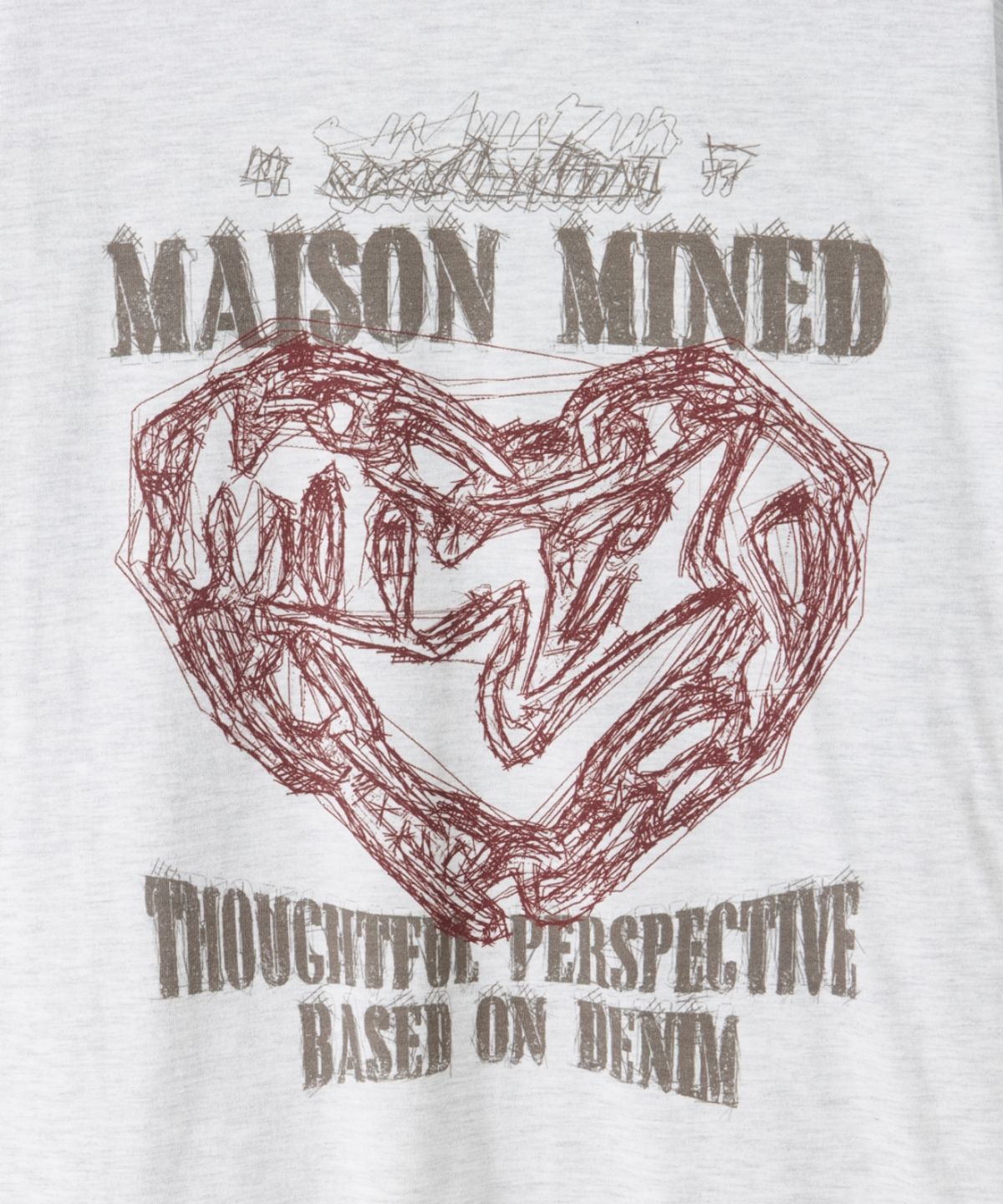 메종미네드(MAISON MINED) DOODLE HEART LONG SLEEVE MELANGE WHITE
