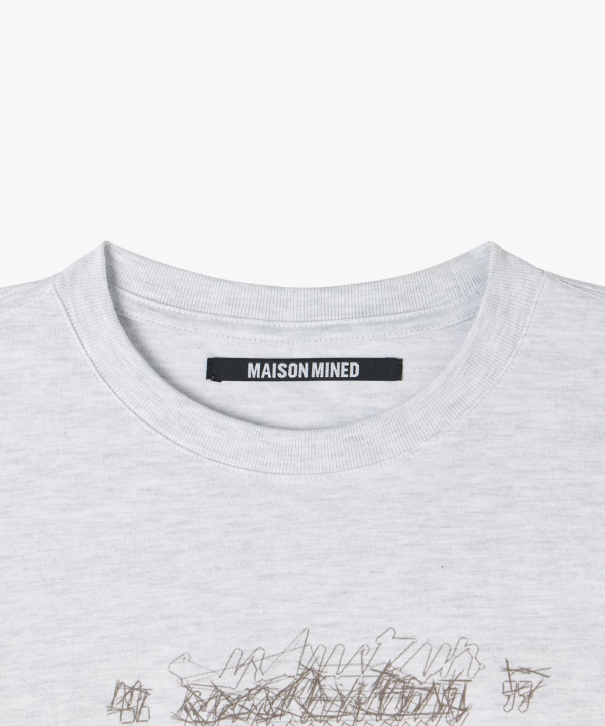 메종미네드(MAISON MINED) DOODLE HEART LONG SLEEVE MELANGE WHITE