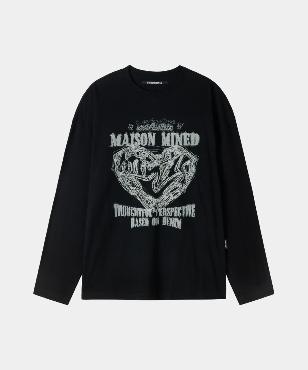 메종미네드(MAISON MINED) DOODLE HEART LONG SLEEVE BLACK