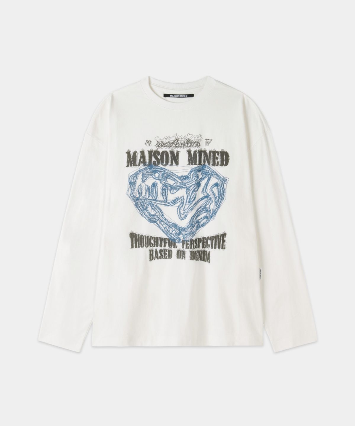메종미네드(MAISON MINED) DOODLE HEART LONG SLEEVE WHITE