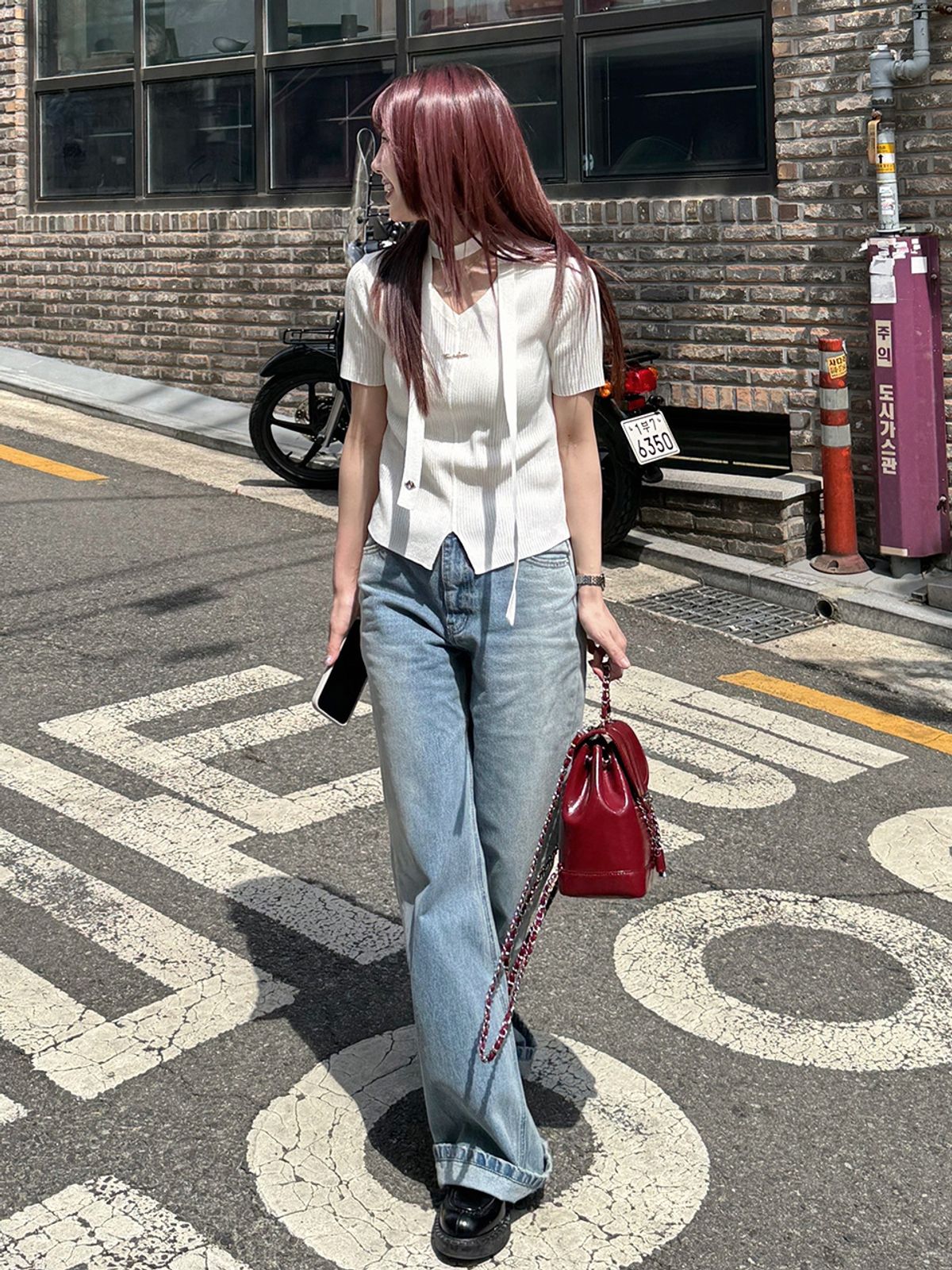 티메이커(TMAKER) 사이드 워싱 플레어 데님팬츠 LBL