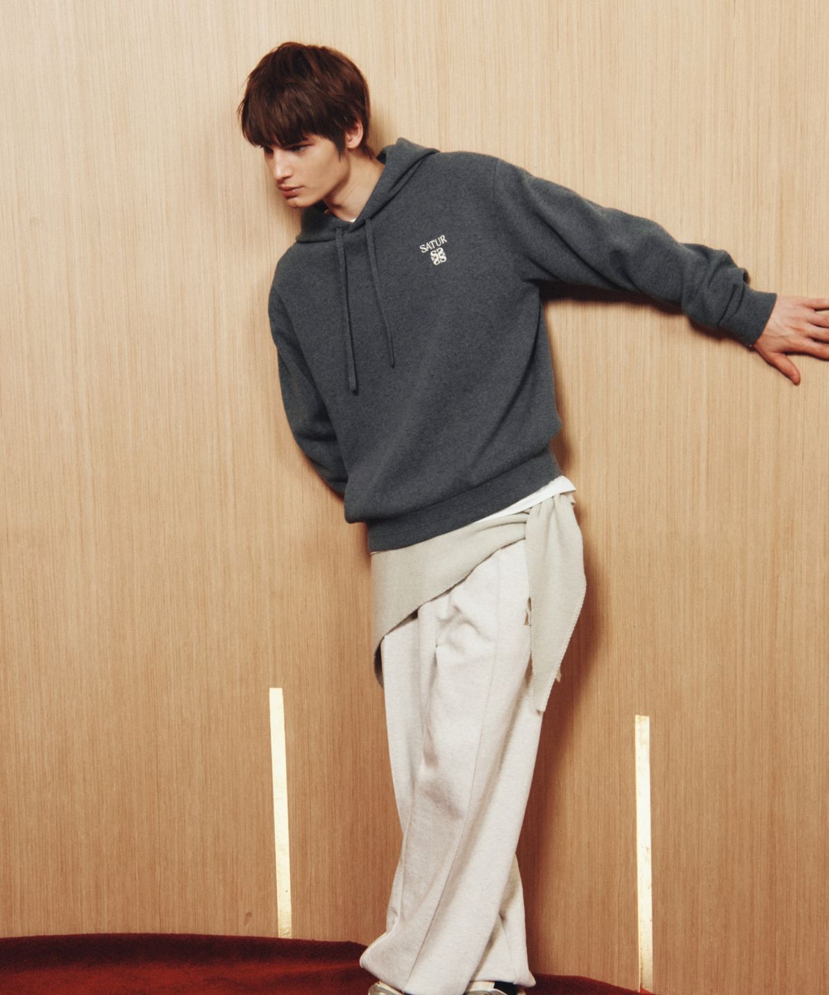 세터(SATUR) 니트 숄 케이프 그레이