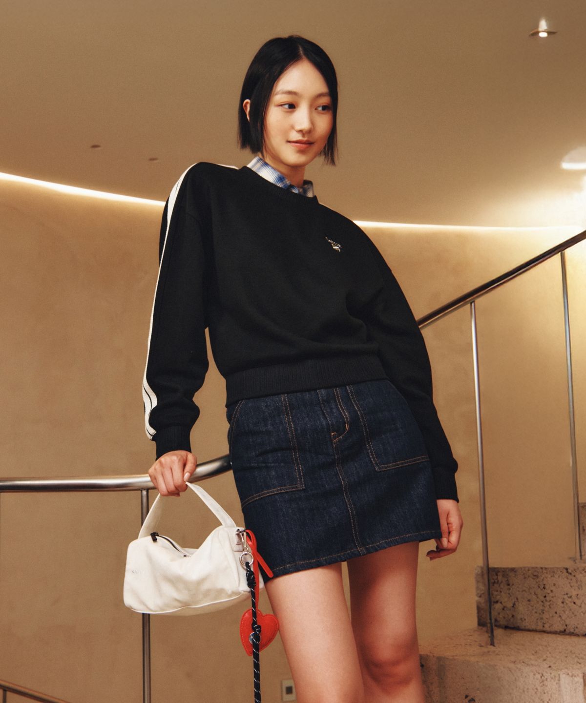 세터(SATUR) (W) 인디고 논페이드 데님 스커트 인디고
