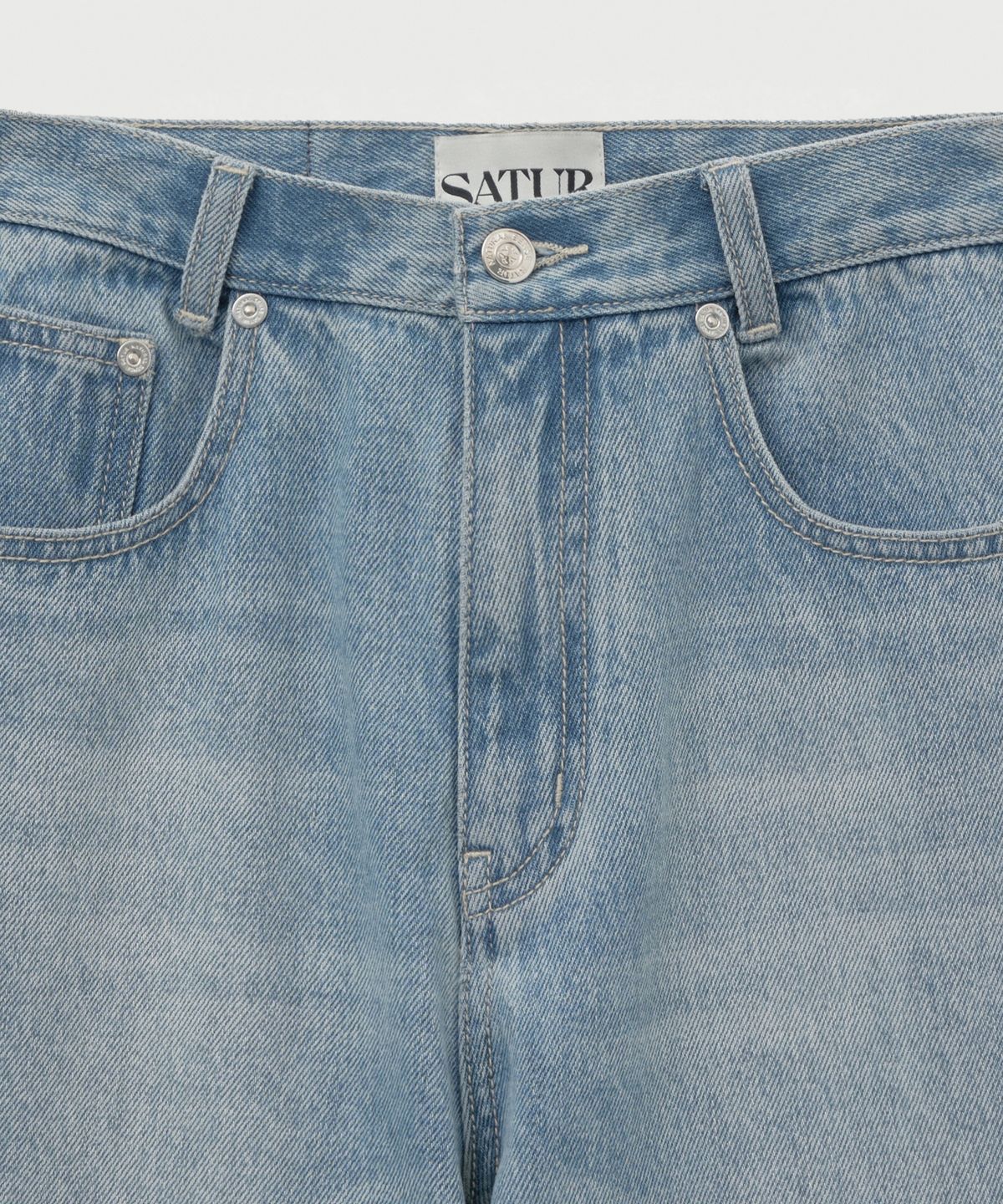 세터(SATUR) (W) 세미 루즈 부츠컷 워시드 데님 팬츠 라이트 블루