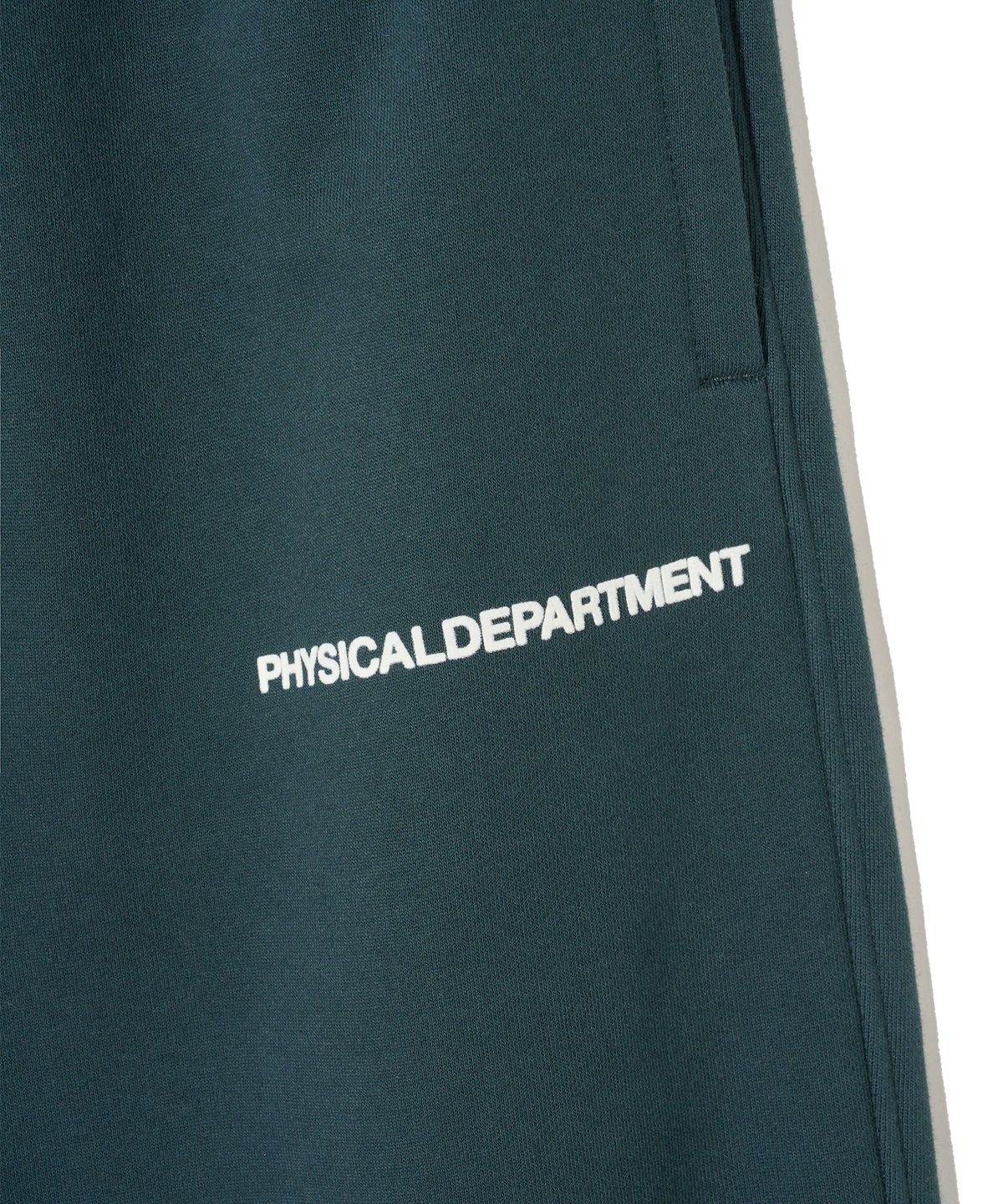 피지컬 디파트먼트(PHYSICAL DEPARTMENT) P-Dept 오리지널 로고 스웨트 팬츠 다크그린