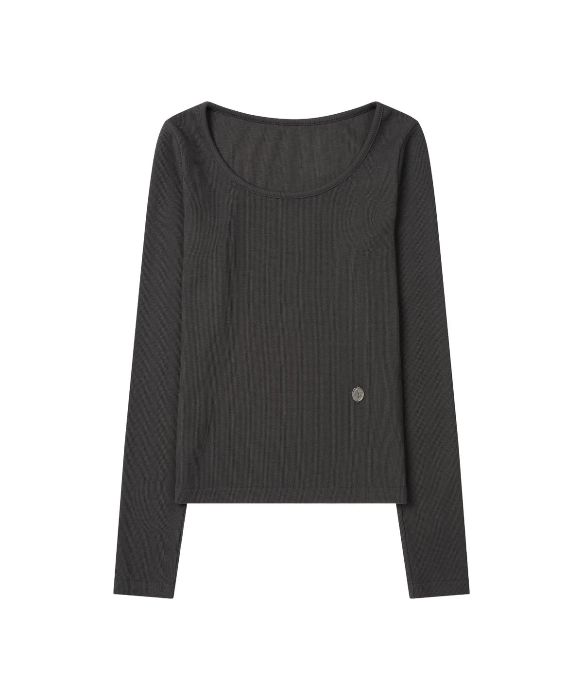 레더리(LEATHERY) 스쿱넥 리브드 롱 슬리브 [3COLOR]