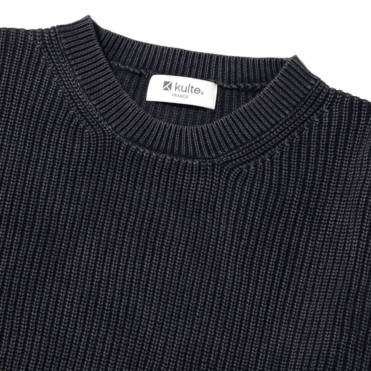 쿨트(KULTE) PIGMENT CREWNECK KNIT_BLACK