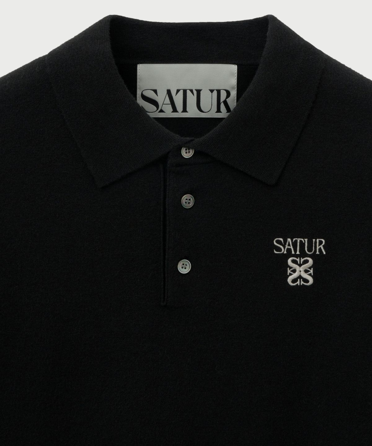세터(SATUR) 베이직 폴로 니트 블랙