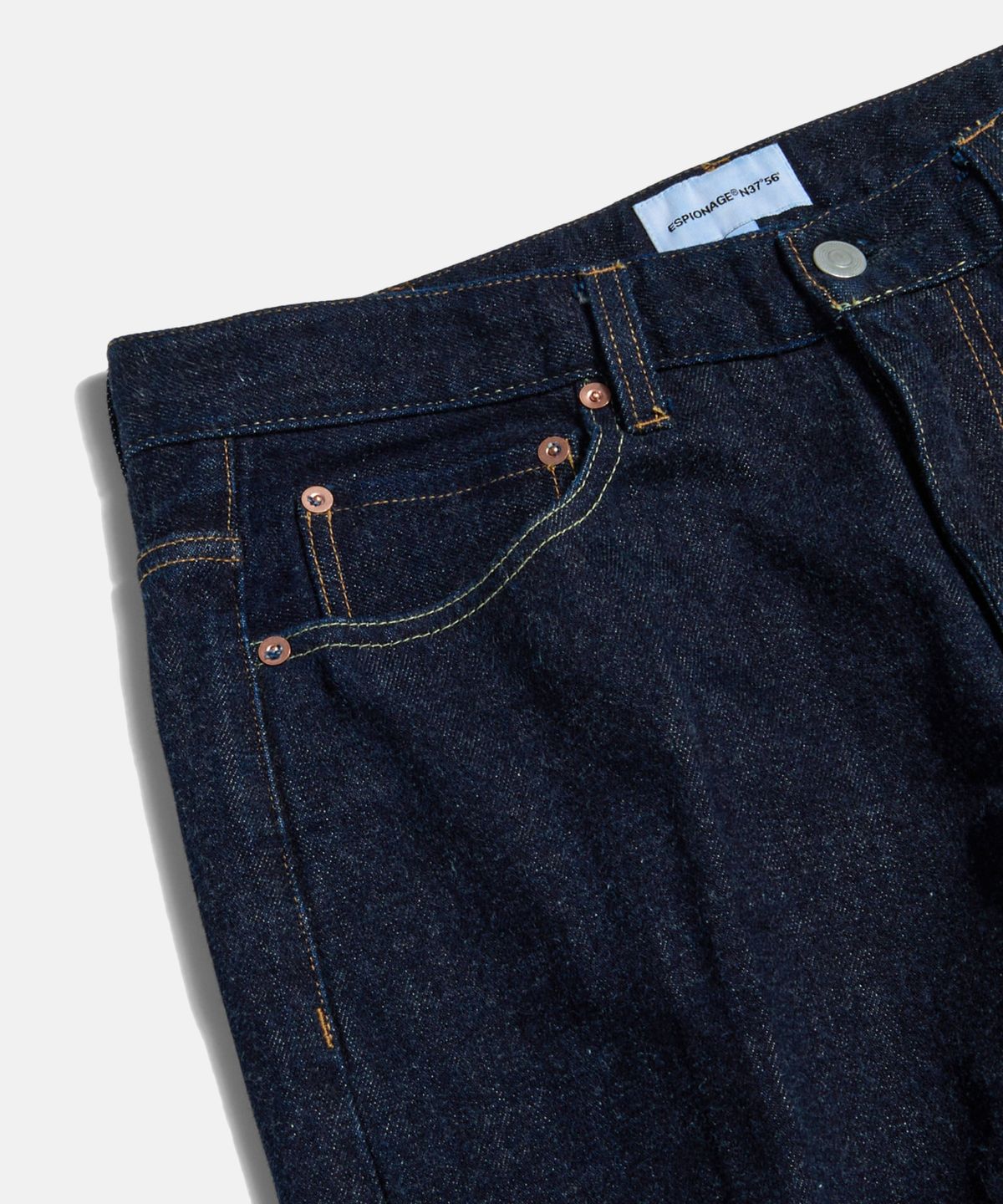 에스피오나지(ESPIONAGE) Selvedge Center Press Denim Pants Dark Indigo