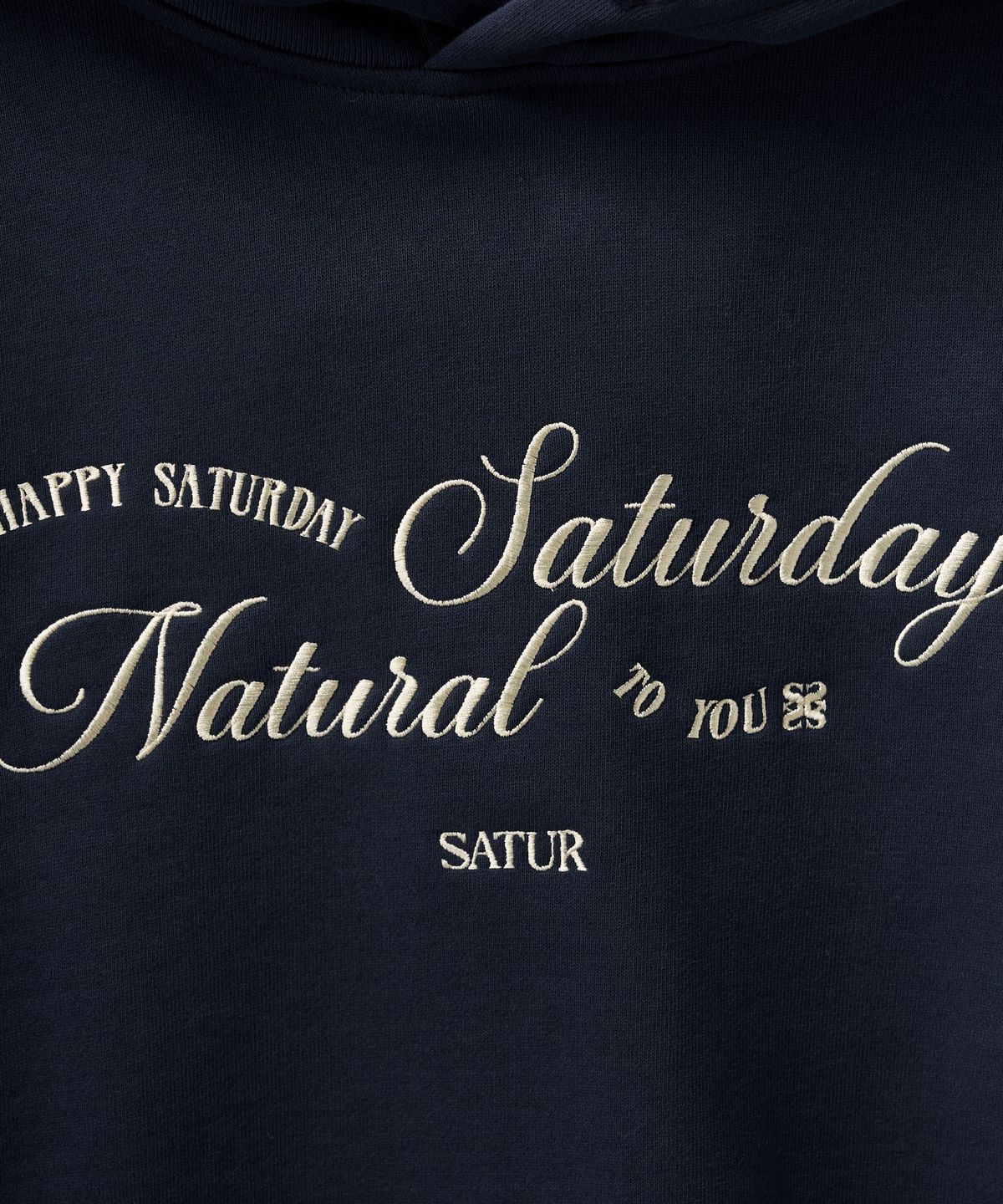 세터(SATUR) (W) 내추럴 세터데이 크롭 후드 티셔츠 네이비