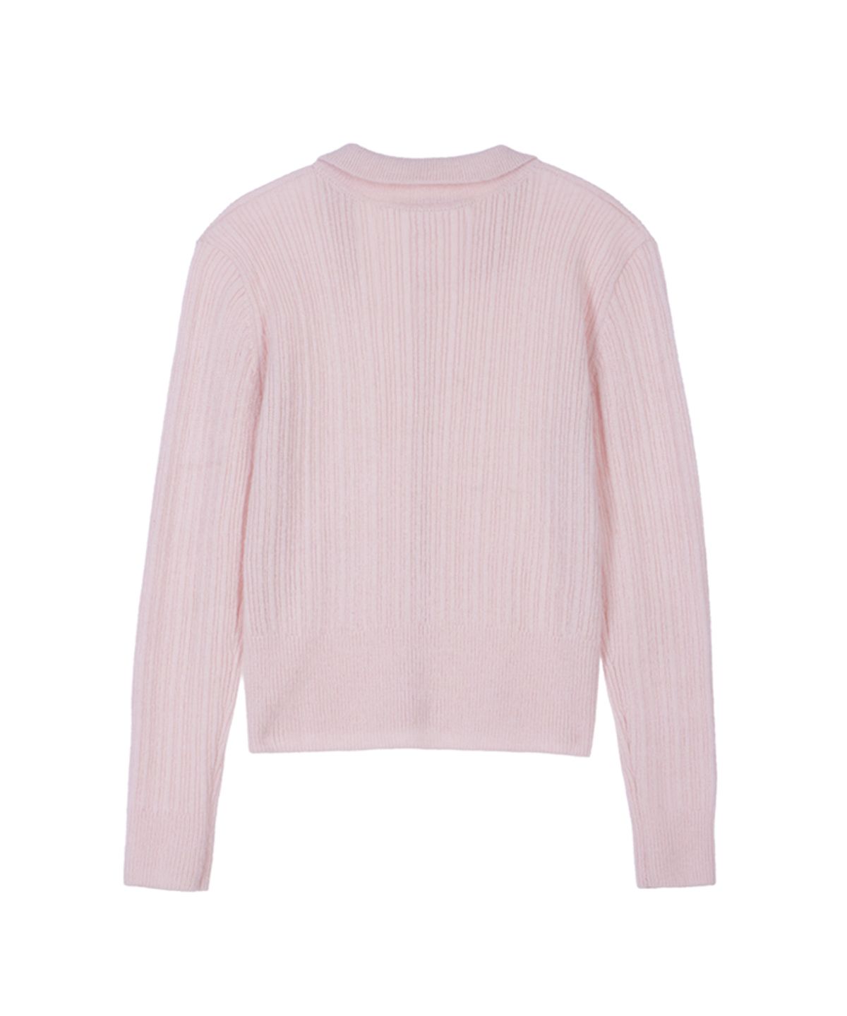 드헤베(DEHEVE) Pastel Collar Knit Cardigan [Pink]