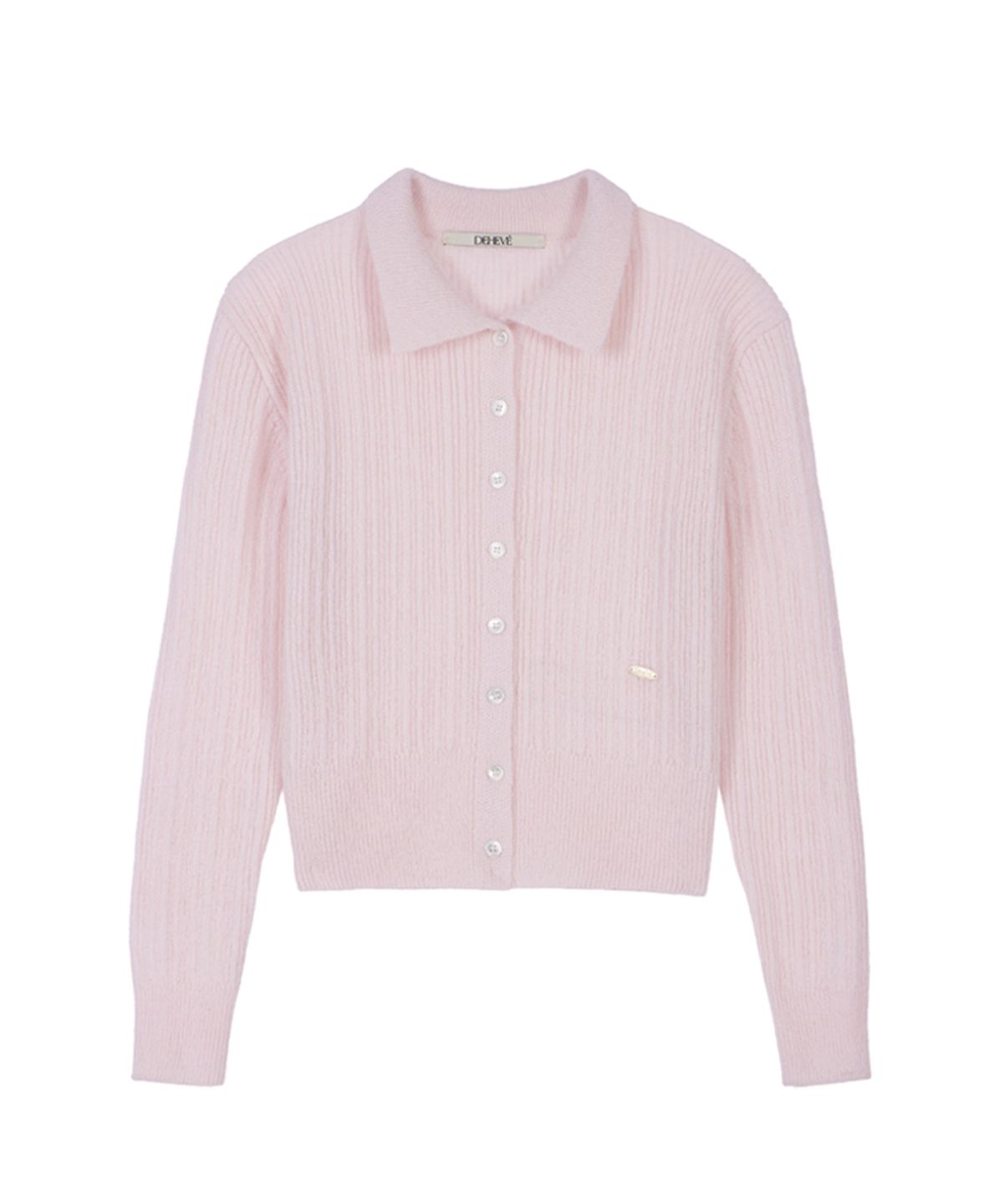 드헤베(DEHEVE) Pastel Collar Knit Cardigan [Pink]