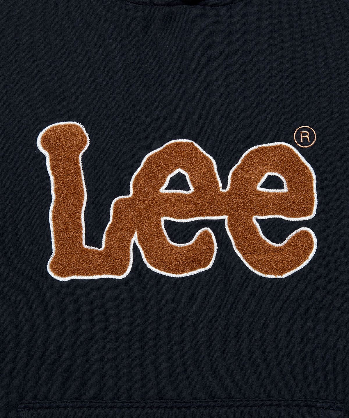 리(LEE) 부클 트위치 로고 기모 후드 티셔츠 네이비