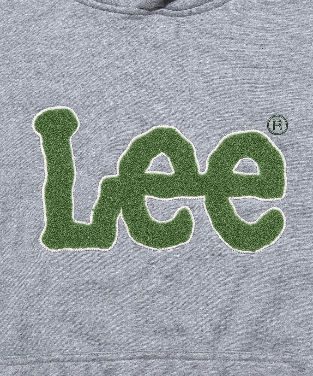 리(LEE) 부클 트위치 로고 기모 후드 티셔츠 그레이