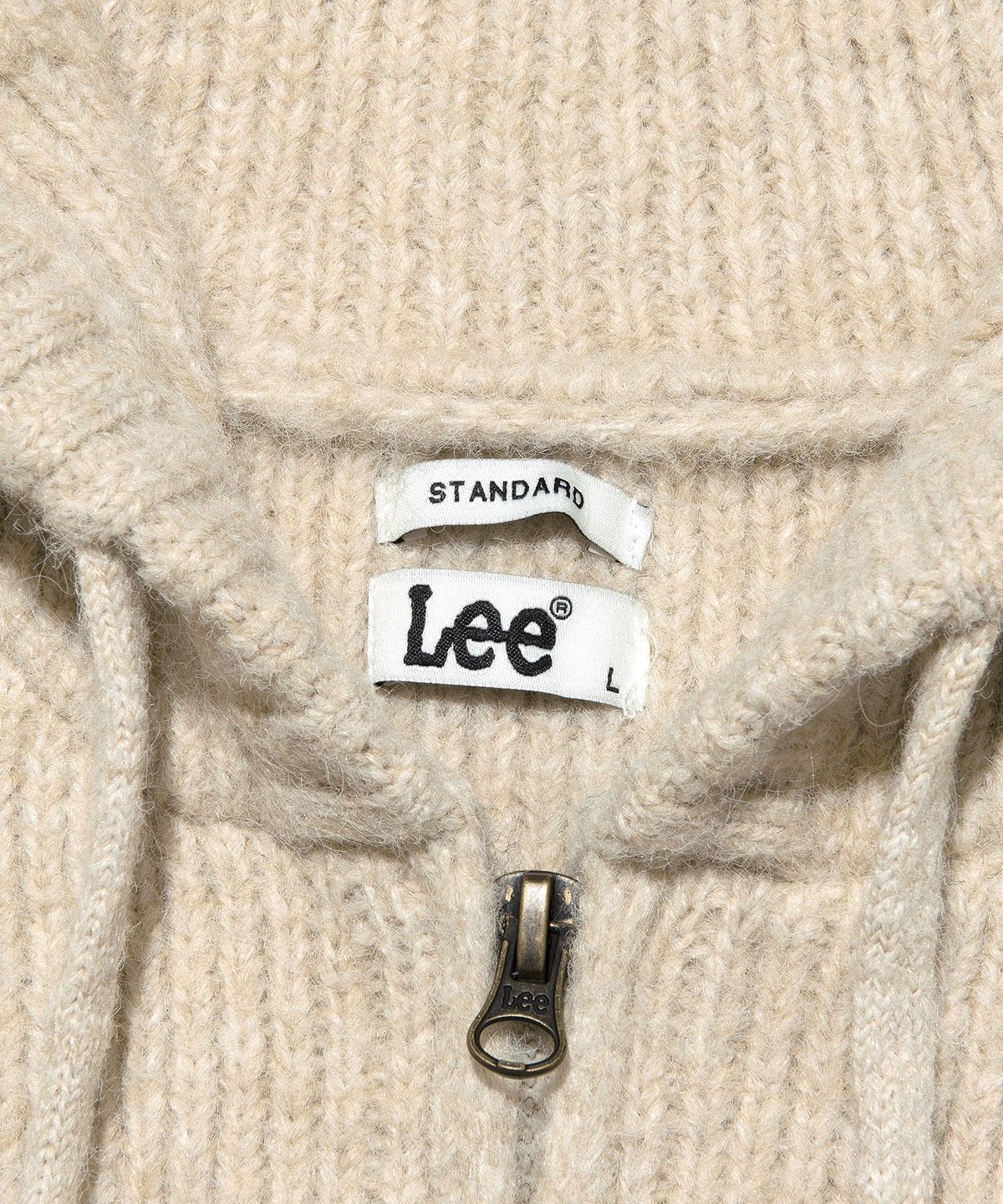 리(LEE) 후드 니트 베스트 베이지