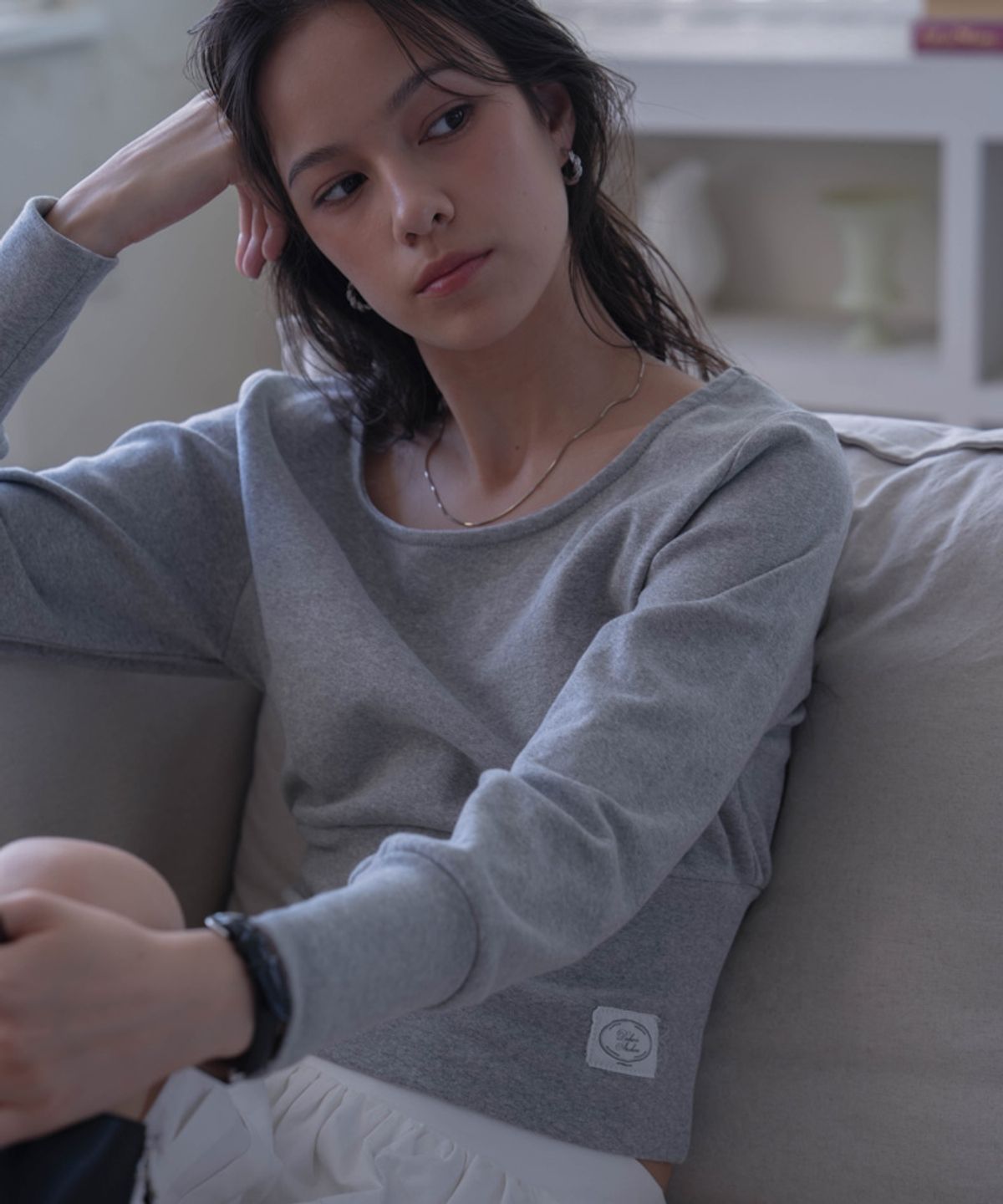 드헤베(DEHEVE) Slim U-neck Long Sleeve [Melange]