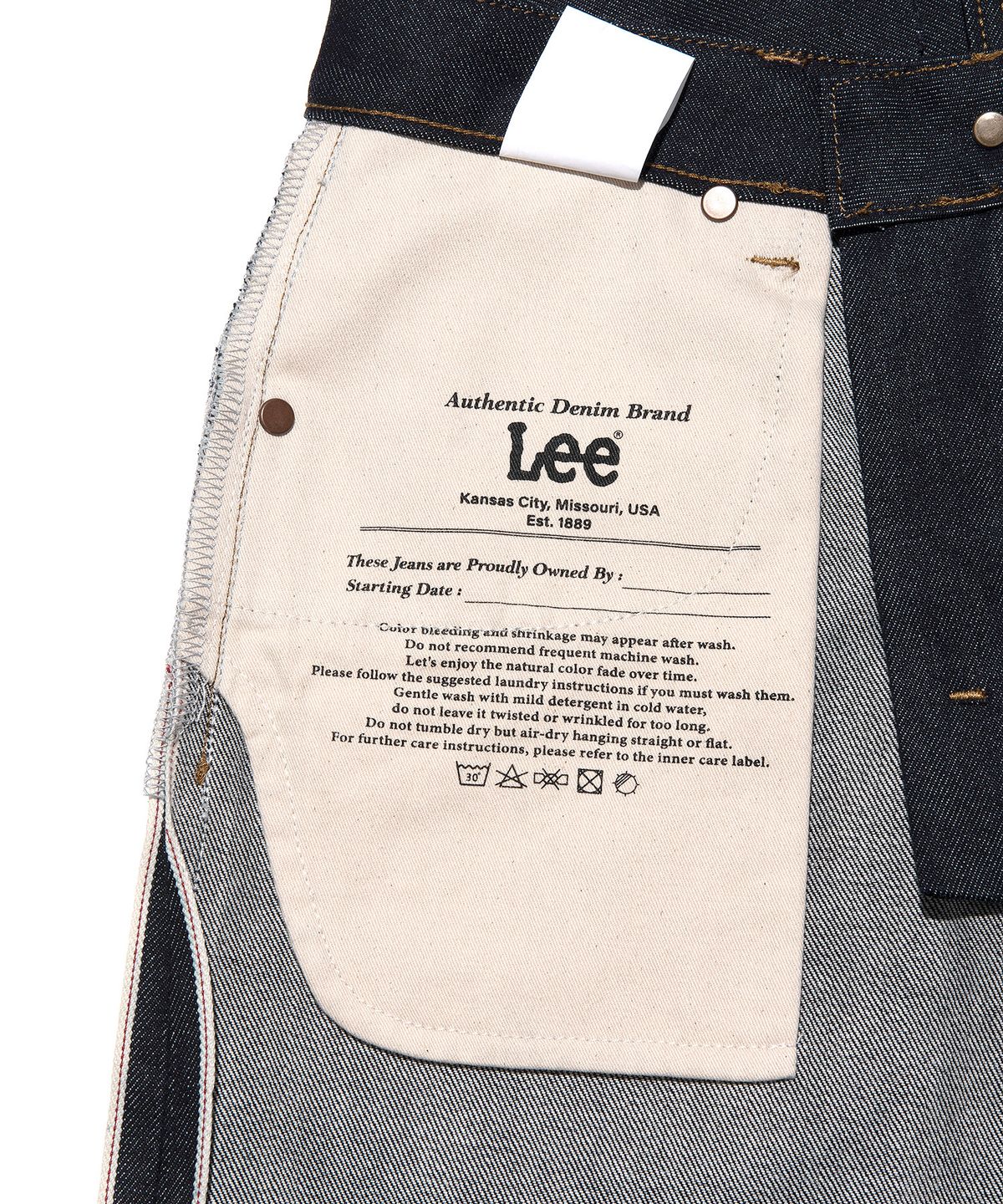리(LEE) 우먼 릴랙스드핏 셀비지 데님 팬츠 인디고 로우