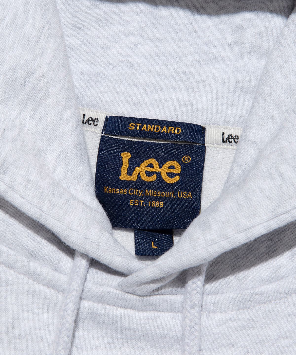 리(LEE) 빅 트위치 데님 아플리케 후드 티셔츠 라이트그레이