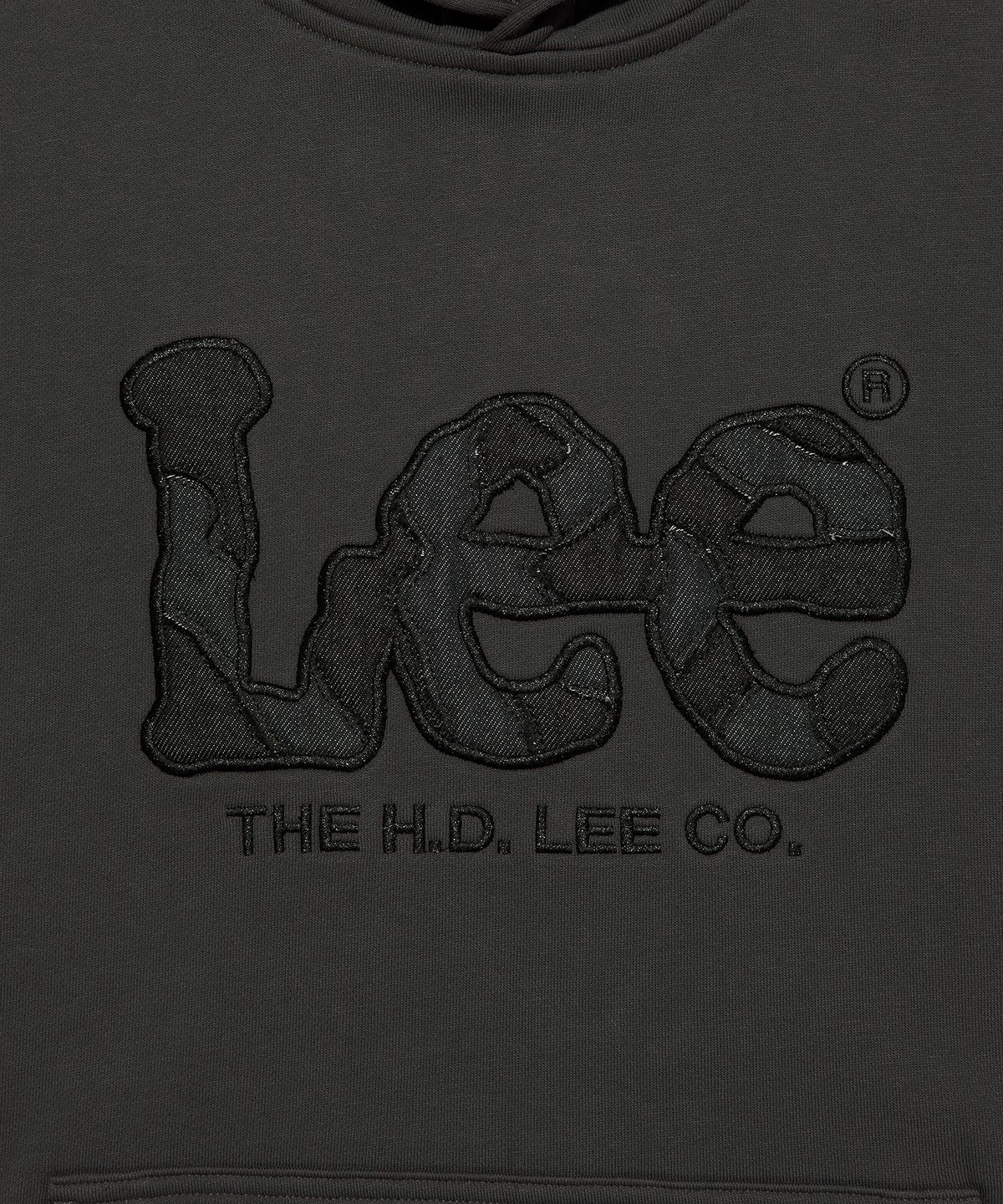 리(LEE) 빅 트위치 데님 아플리케 후드 티셔츠 챠콜