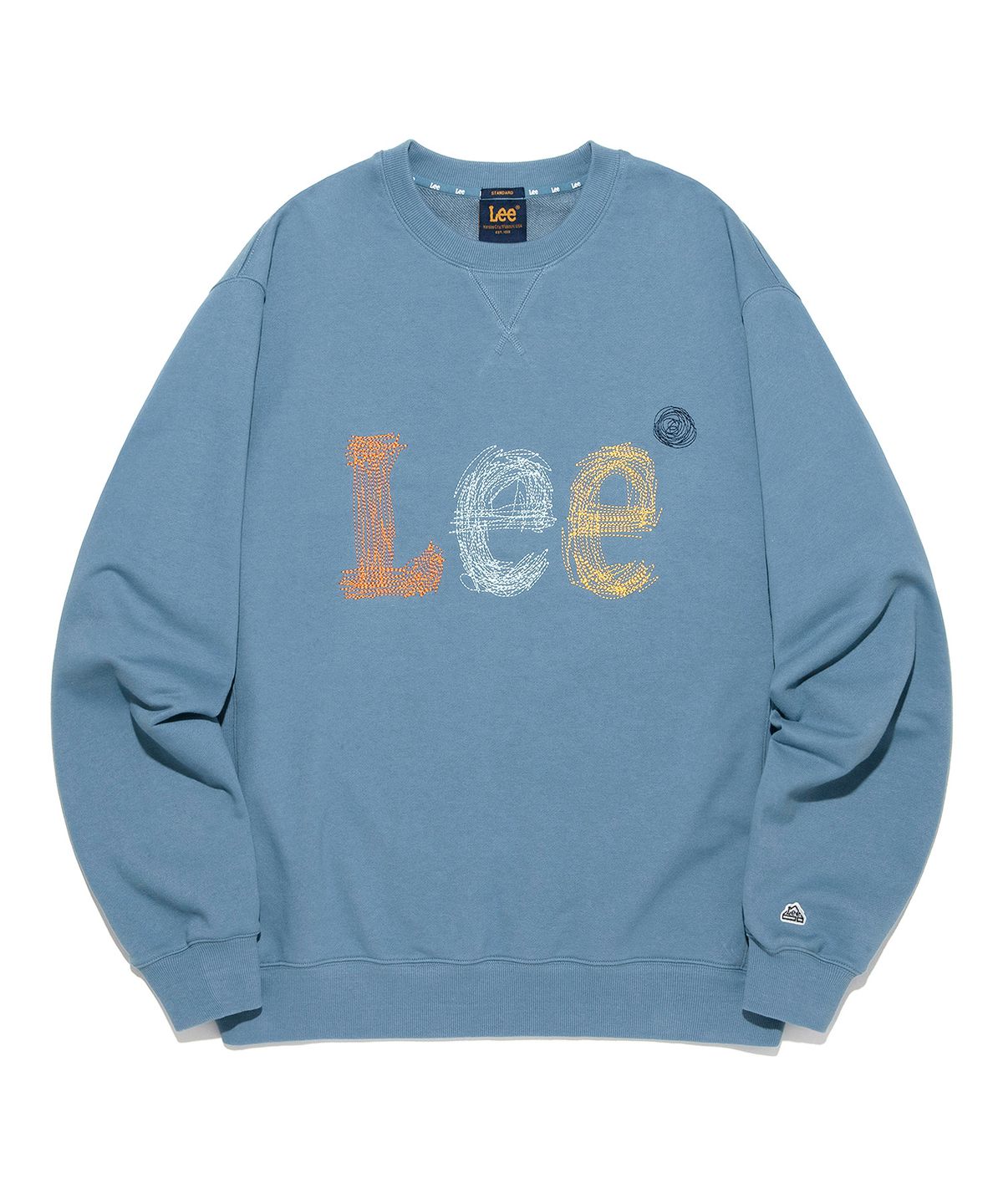 리(LEE) 스티치 빈티지 로고 맨투맨 그레이쉬 블루