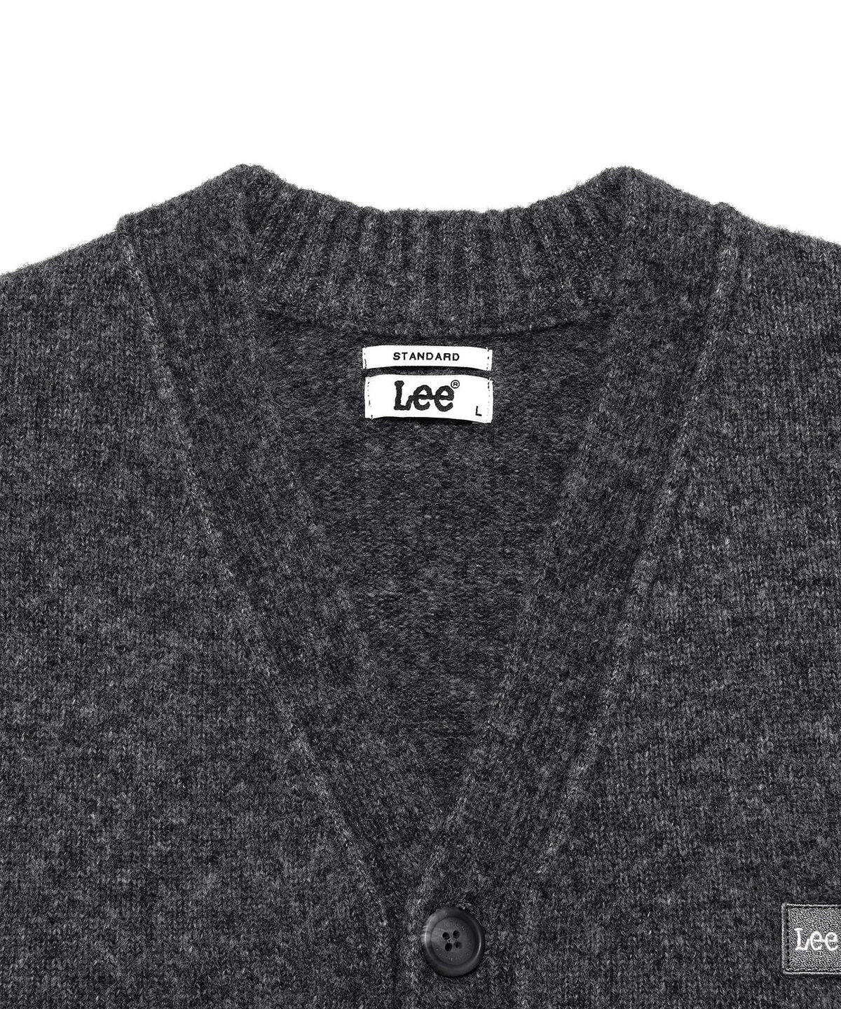 리(LEE) 브이넥 가디건 챠콜