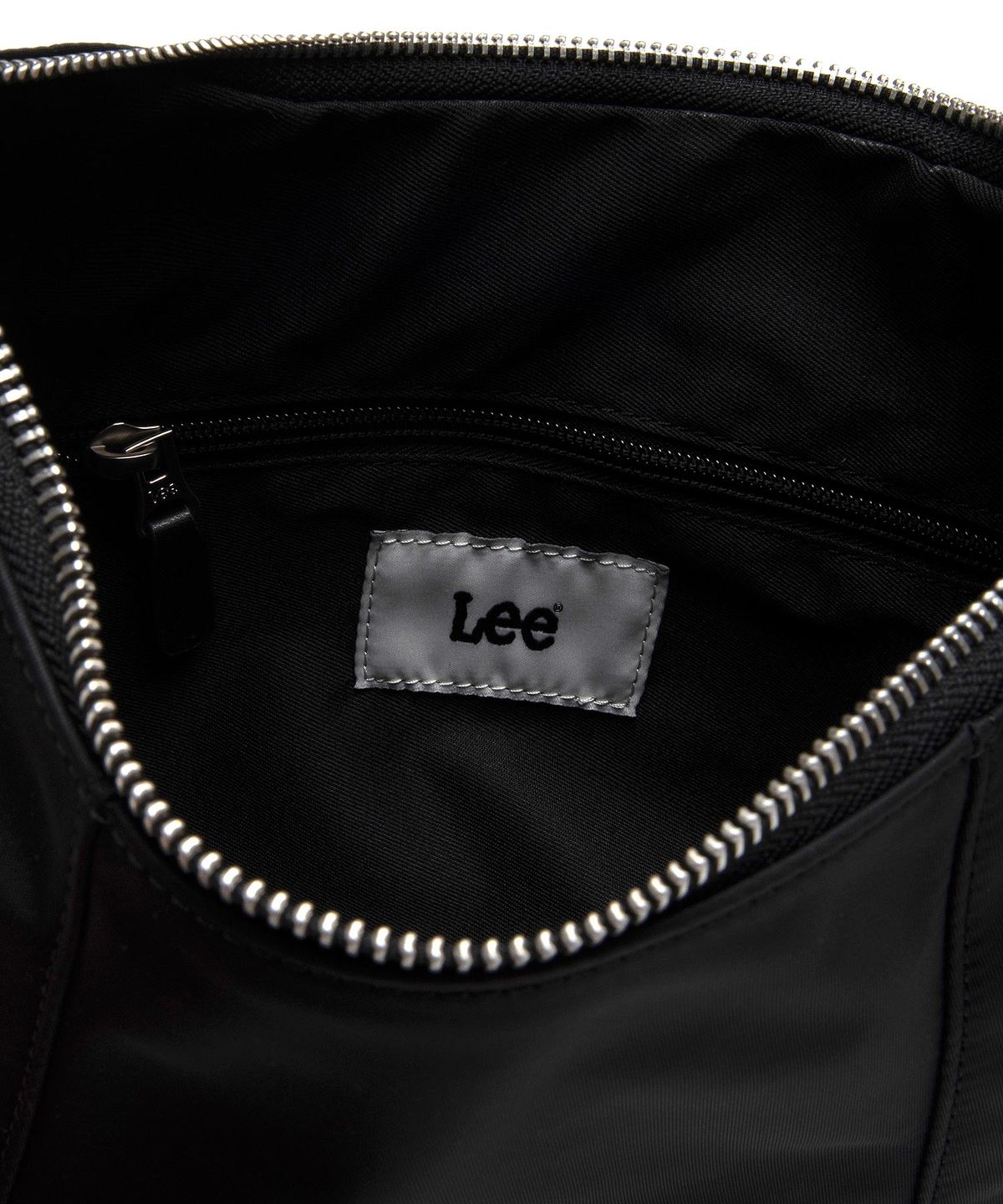 리(LEE) 레더 배색 나일론 숄더백 블랙