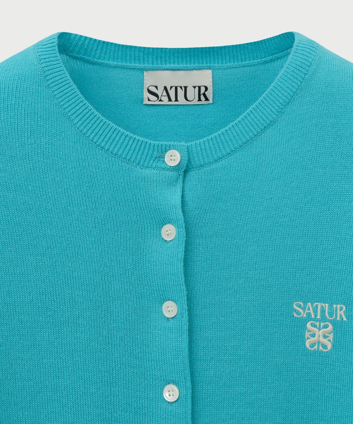 세터(SATUR) (W) 로렌 베이직 크루넥 파인 가디건 블루