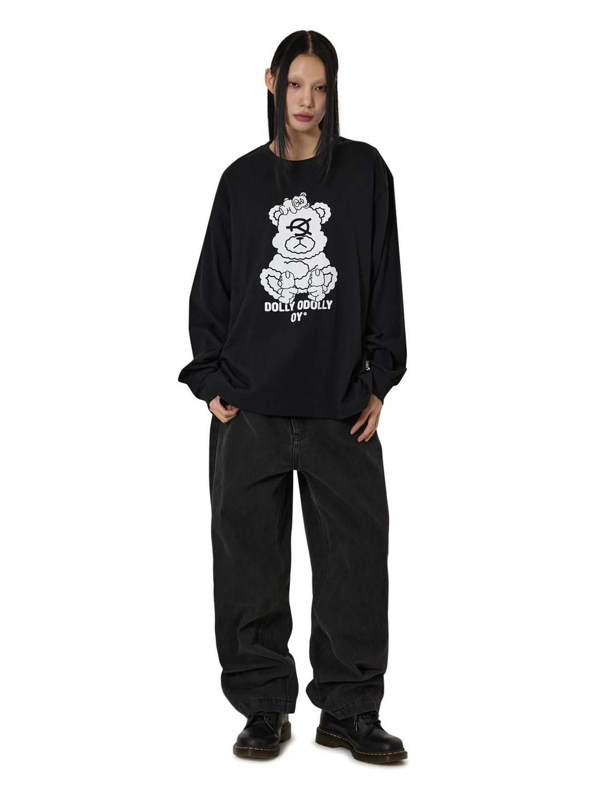 오픈야드(오와이)(OPENYARD(OY)) MULTI DOLLY L/S TEE - BLACK