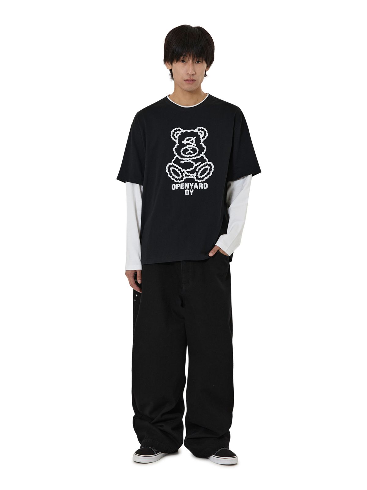 오픈야드(오와이)(OPENYARD(OY)) DOLLY LAYERED L/S TEE - BLACK
