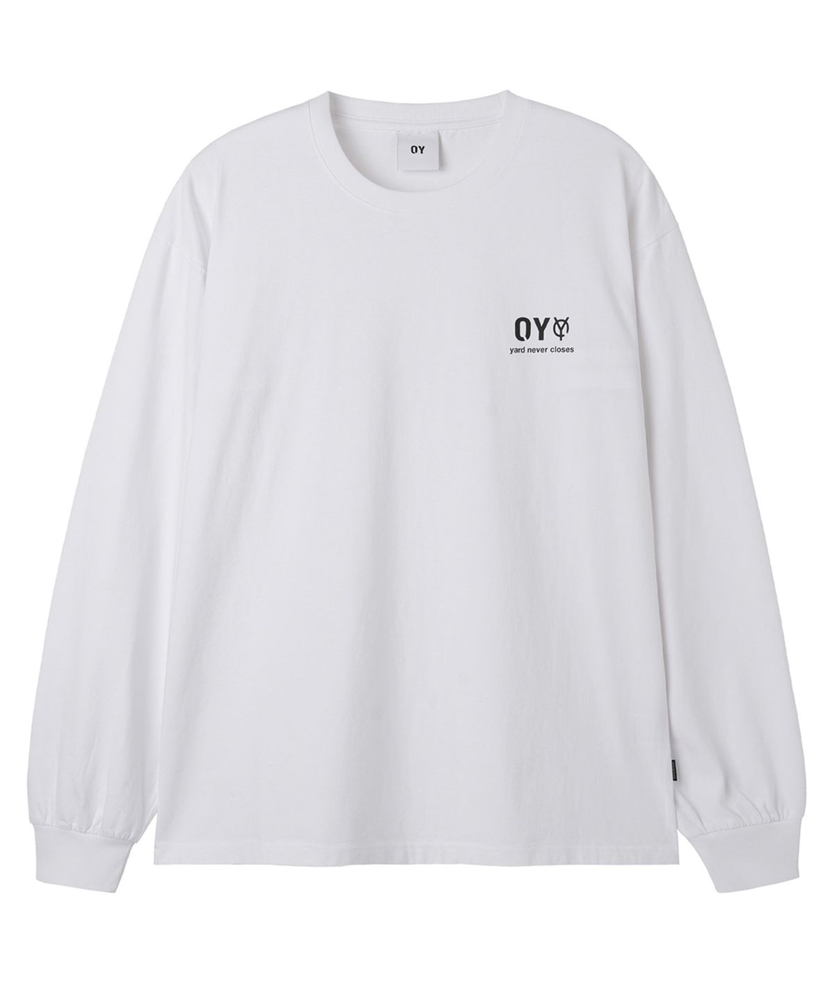오픈야드(오와이)(OPENYARD(OY)) BACK ZIPPER LOGO L/S TEE - WHITE