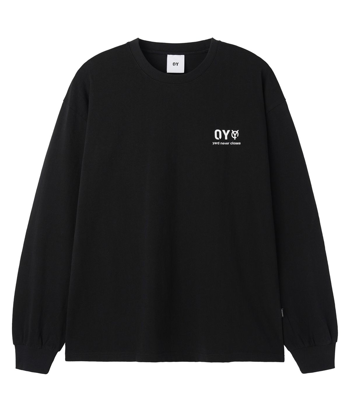 오픈야드(오와이)(OPENYARD(OY)) BACK ZIPPER LOGO L/S TEE - BLACK