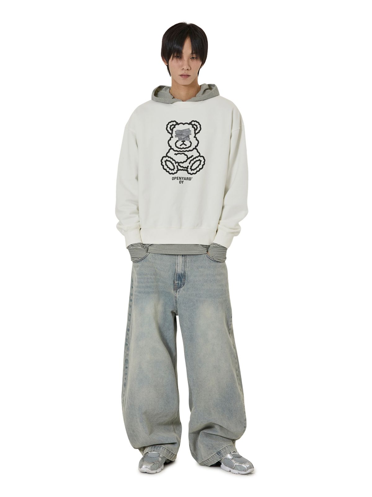 오픈야드(오와이)(OPENYARD(OY)) TAPE DOLLY CREWNECK - WHITE