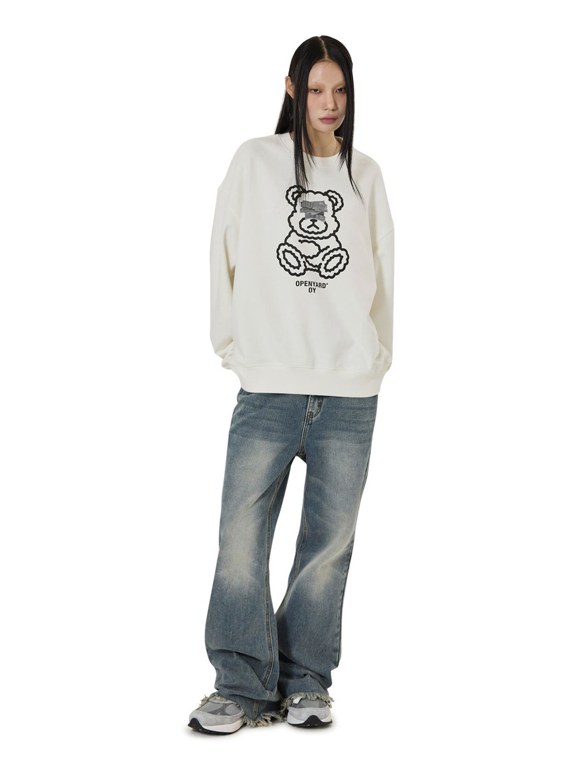 오픈야드(오와이)(OPENYARD(OY)) TAPE DOLLY CREWNECK - WHITE