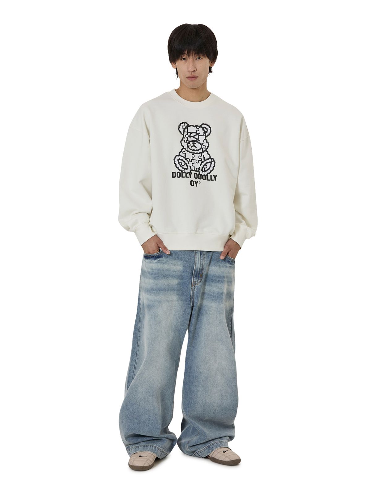 오픈야드(오와이)(OPENYARD(OY)) PUZZLE DOLLY CREWNECK - WHITE