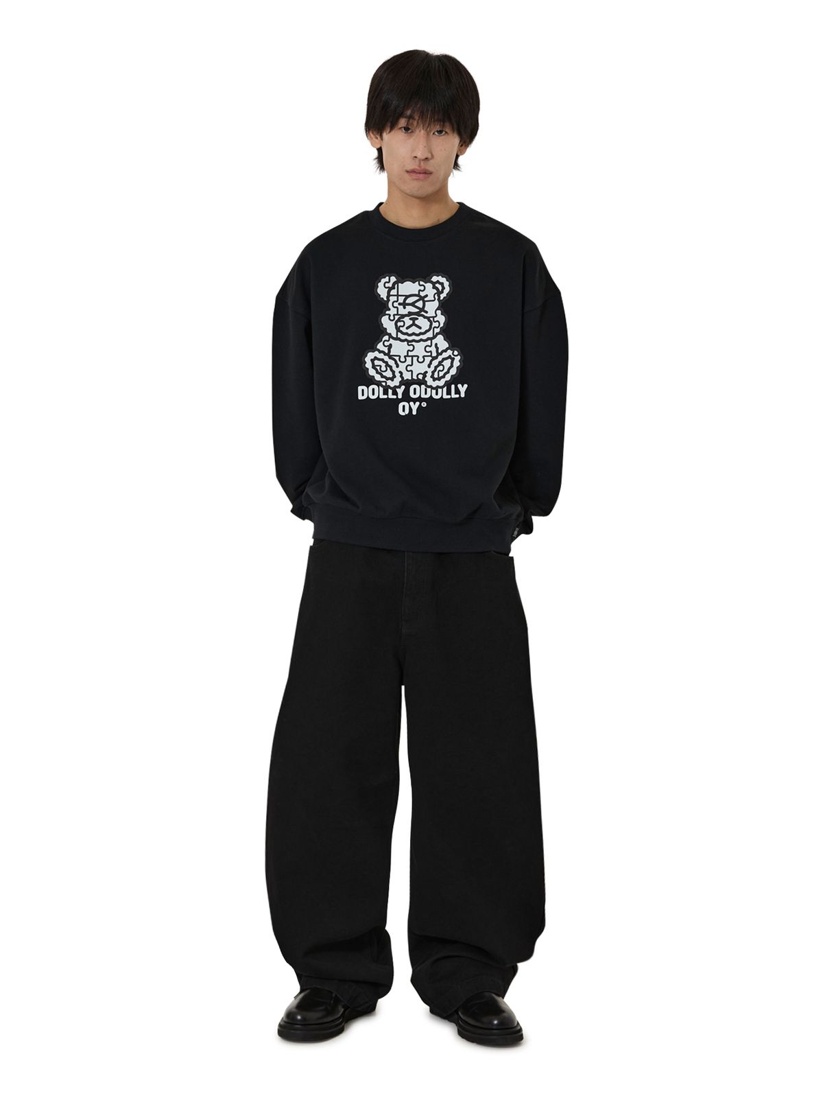 오픈야드(오와이)(OPENYARD(OY)) PUZZLE DOLLY CREWNECK - BLACK