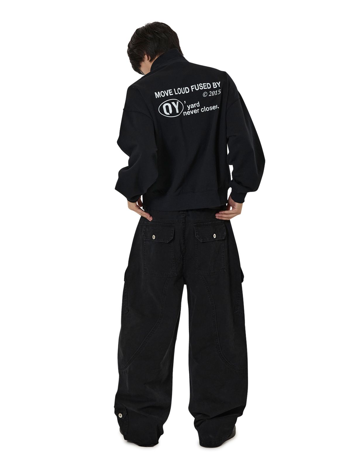 오픈야드(오와이)(OPENYARD(OY)) LOGO ZIPPER SWEATSHIRT - BLACK