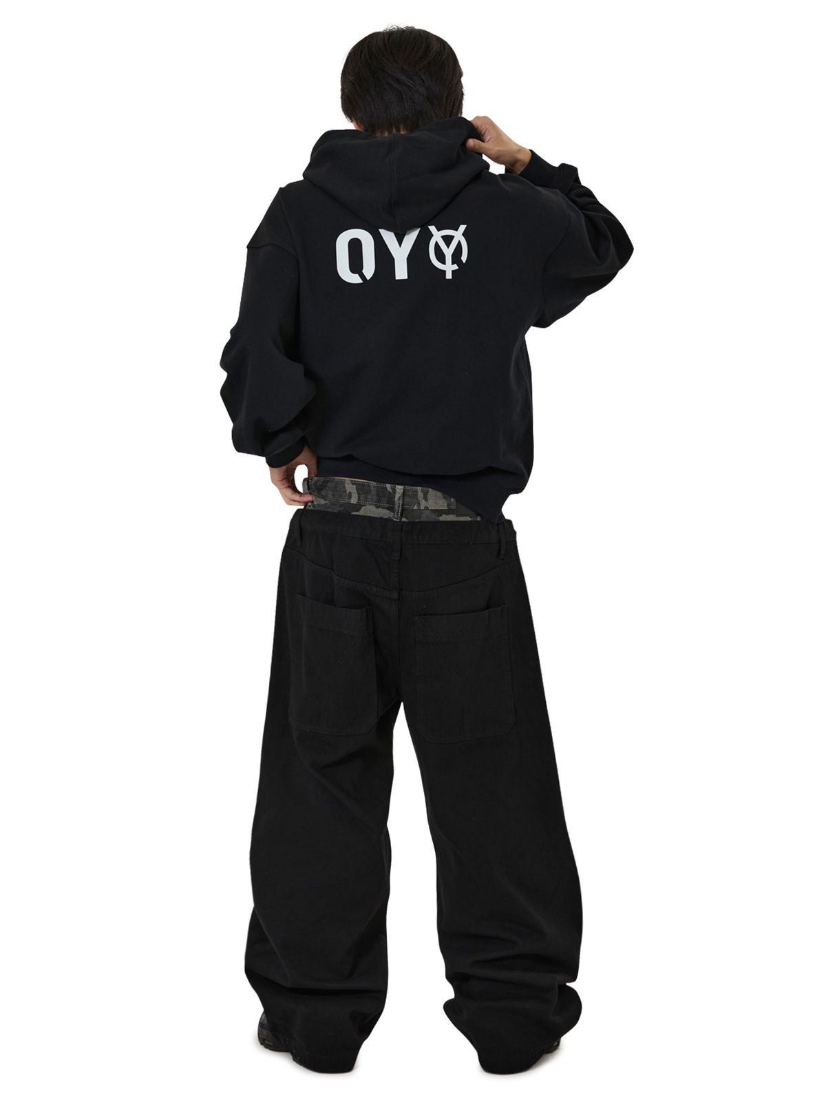 오픈야드(오와이)(OPENYARD(OY)) METAL LOGO HOODIE ZIP UP - BLACK