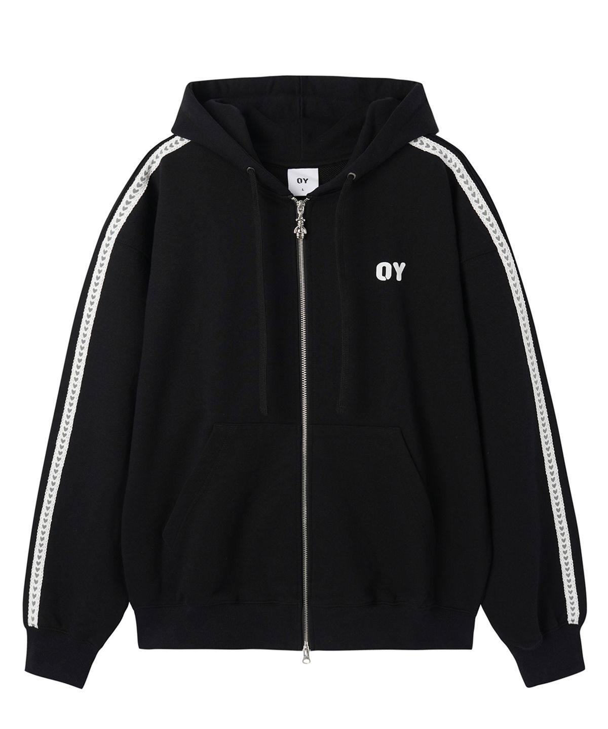 오픈야드(오와이)(OPENYARD(OY)) LACE DOLLY HOODIE ZIP UP - BLACK