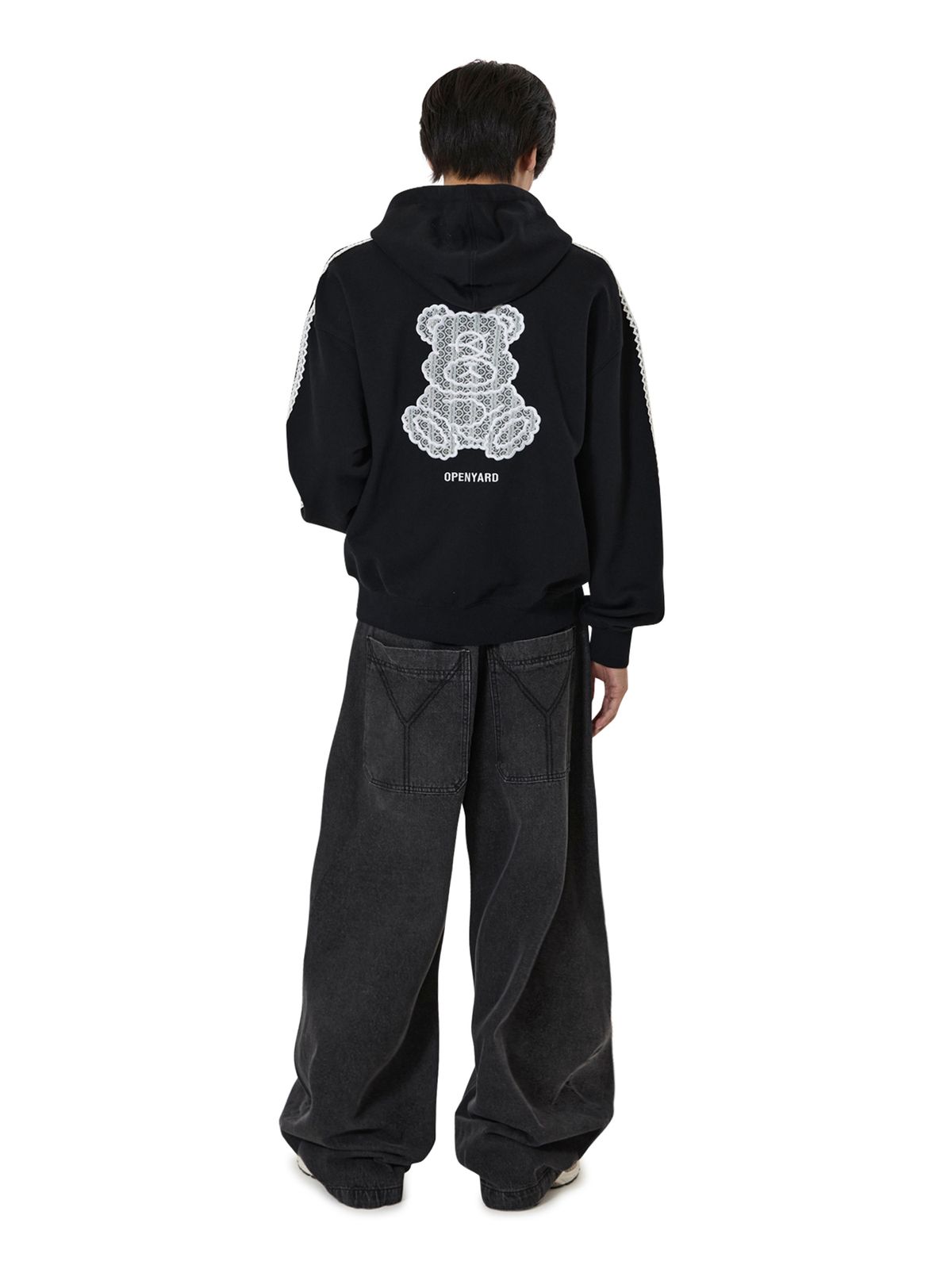 오픈야드(오와이)(OPENYARD(OY)) LACE DOLLY HOODIE ZIP UP - BLACK
