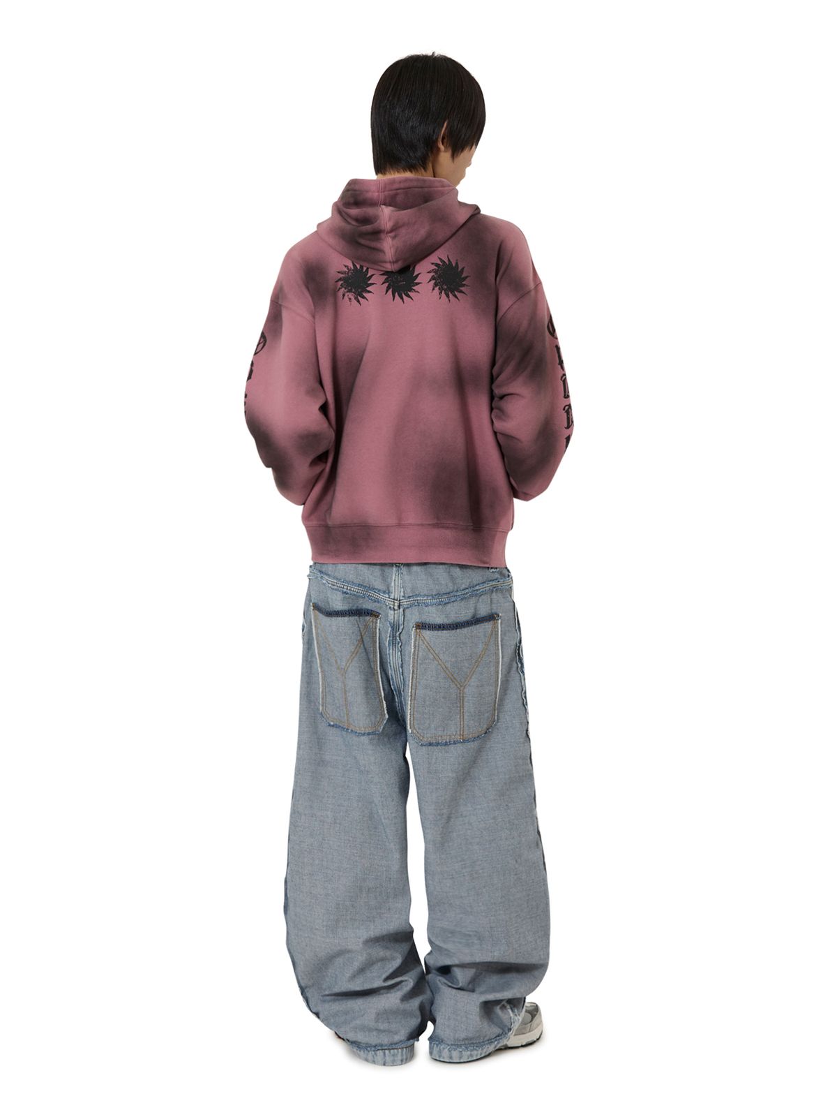 오픈야드(오와이)(OPENYARD(OY)) DIRTY SPRAY EFFECT HOODIE ZIP UP - PINK
