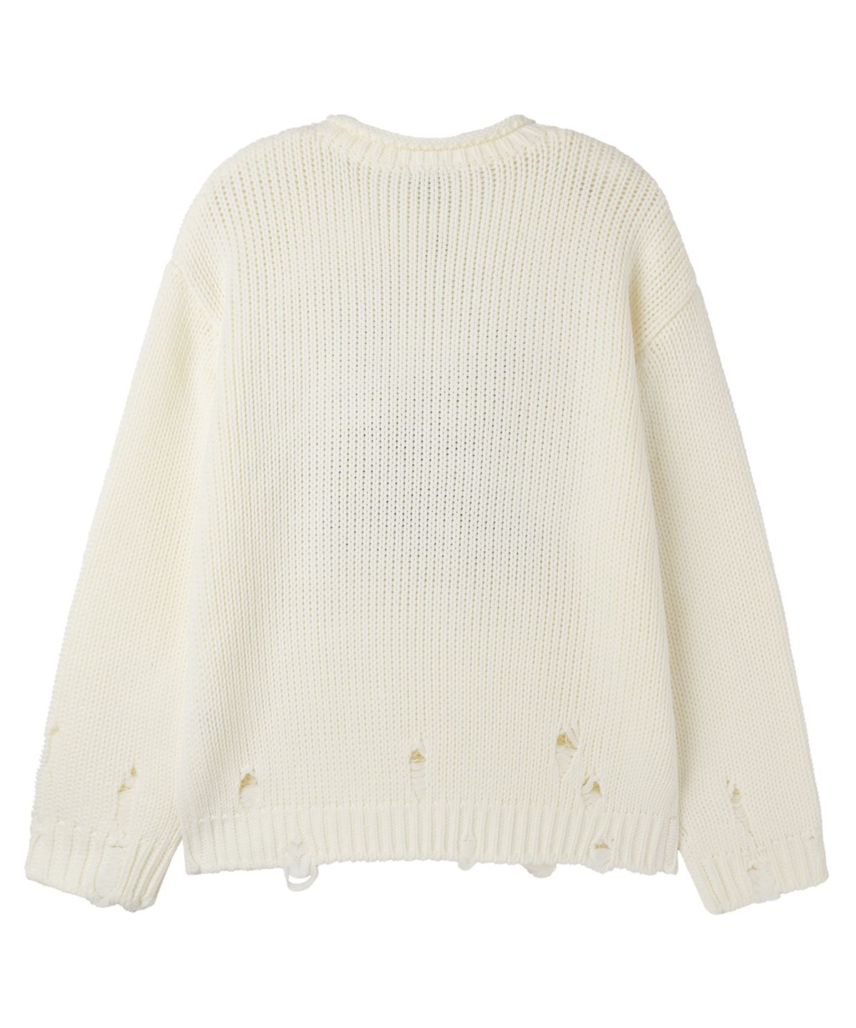 오픈야드(오와이)(OPENYARD(OY)) DOLLY DESTROYED KNIT - WHITE
