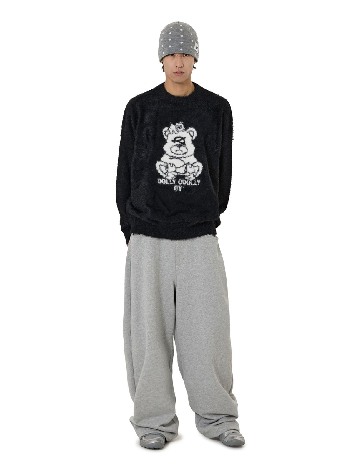 오픈야드(오와이)(OPENYARD(OY)) MULTI DOLLY HAIRY KNIT - BLACK