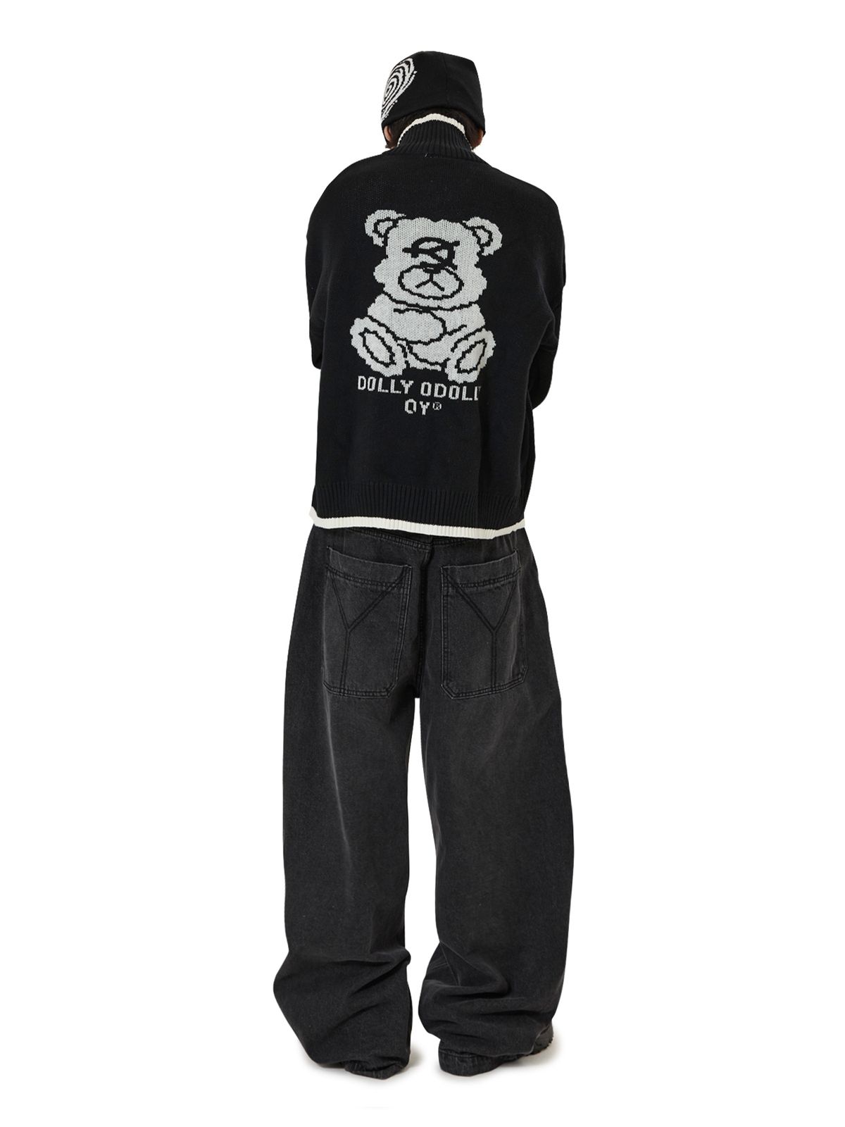 오픈야드(오와이)(OPENYARD(OY)) DOLLY KNIT ZIP UP - BLACK
