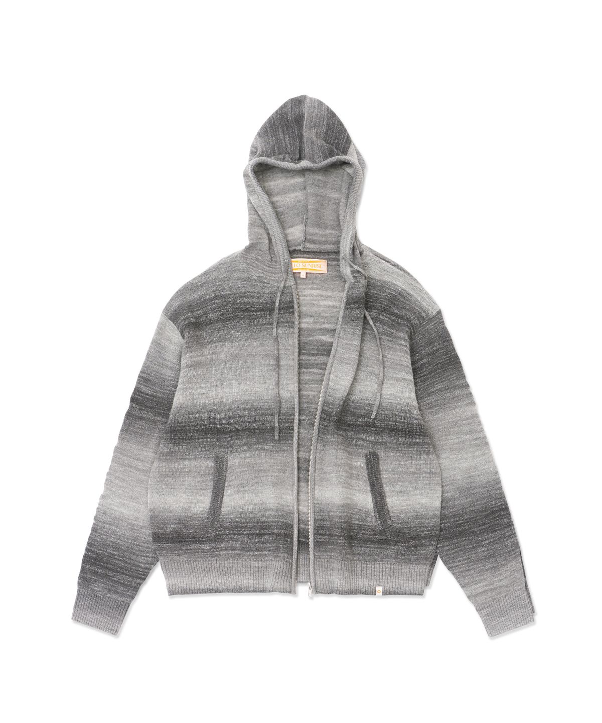 헬로 선라이즈(HELLO SUNRISE) Gradation Knit Zip Up Hoodie_Black