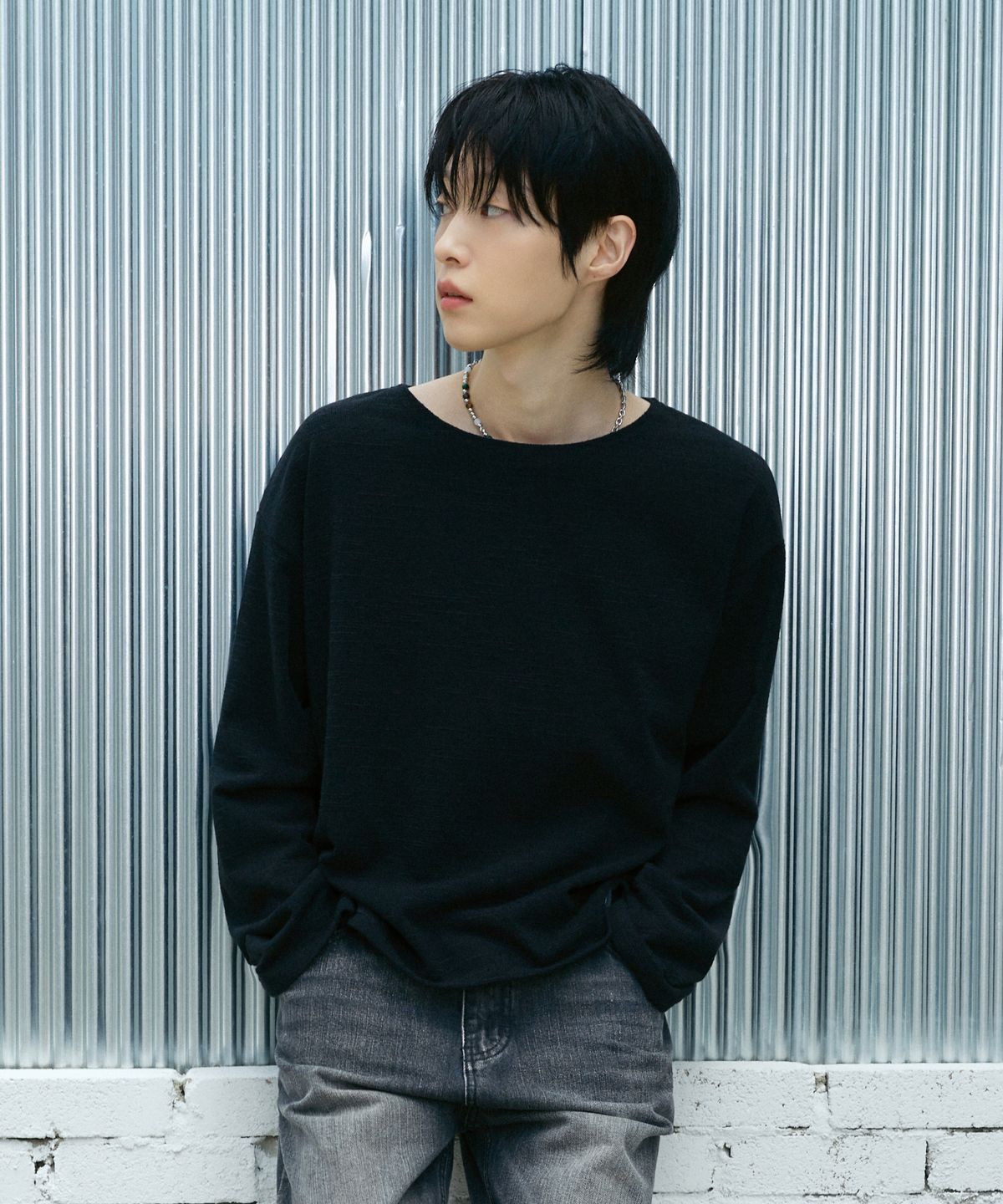 엘엑스티(LXT) 소프트 크롭 니트 롱슬리브 [블랙]